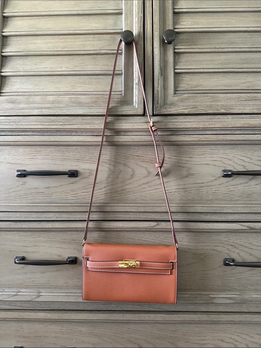 Amazon Women's Orange Crossbody Bag with Gold Hardware